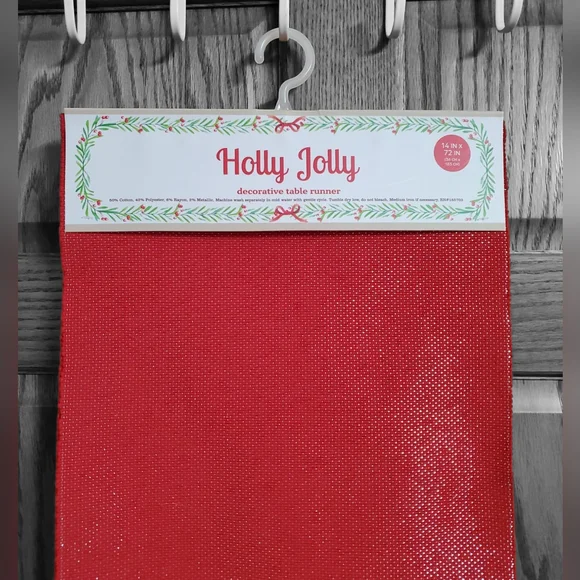 Holly Jolly Christmas Table Runner red - Picture 3 of 5